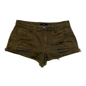 FOREVER 21 Army Green Distressed Jeans